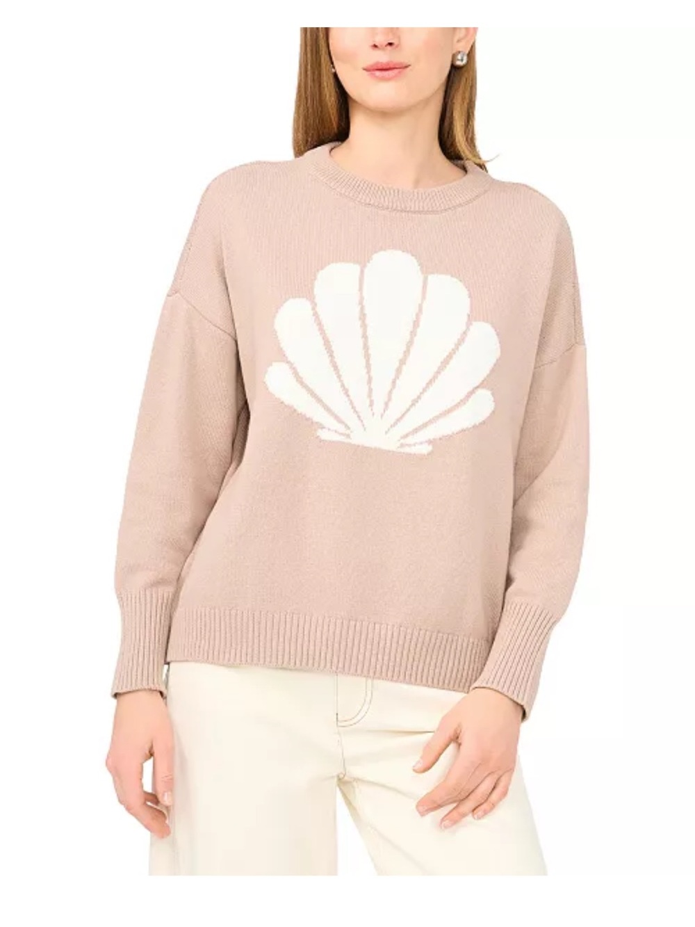 Vince Camuto Women's Shell Motif Crewneck Sweater
